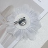 image:image14cm55 Big Silky Fabric Flower Brooch Pin for Women Girls Dainty Peony Camellia Brooches Duckbill Alligator Hair Clips Barrettes Floral Hair Pins Wedding Holiday Costume AccessoriesWhite
