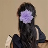 image:image14cm55 Big Silky Fabric Flower Brooch Pin for Women Girls Dainty Peony Camellia Brooches Duckbill Alligator Hair Clips Barrettes Floral Hair Pins Wedding Holiday Costume AccessoriesPurple