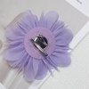 image:image14cm55 Big Silky Fabric Flower Brooch Pin for Women Girls Dainty Peony Camellia Brooches Duckbill Alligator Hair Clips Barrettes Floral Hair Pins Wedding Holiday Costume AccessoriesPurple