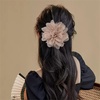 image:image14cm55 Big Silky Fabric Flower Brooch Pin for Women Girls Dainty Peony Camellia Brooches Duckbill Alligator Hair Clips Barrettes Floral Hair Pins Wedding Holiday Costume AccessoriesKhaki