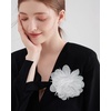 image:image14cm55 Big Silky Fabric Flower Brooch Pin for Women Girls Dainty Peony Camellia Brooches Duckbill Alligator Hair Clips Barrettes Floral Hair Pins Wedding Holiday Costume AccessoriesWhite