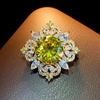 image:imageRhinestone Round Flower Brooch Pin for Women Gold Plated Vintage Crystal Geometry Brooches Lapel Pins Corsage Wedding Birthday Party Dress Accessories JewelryYellow CZ