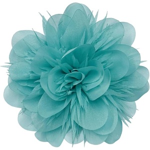 image:image14cm55 Big Silky Fabric Flower Brooch Pin for Women Girls Dainty Peony Camellia Brooches Duckbill Alligator Hair Clips Barrettes Floral Hair Pins Wedding Holiday Costume AccessoriesBlue Green