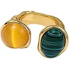 image:imageBoho Cat Eyes Statement Open Band Ring for Women Girls Gold Plated Bohemian Imitation Green Texture Malachite Yellow Opal Finger Rings Comfort Fit Retro Y2K Jewelry