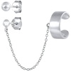 image:imageVintage Ball Chain Ear Cuff Cartilage Crawler Climber Earrings for Women Girls 925 Sterling Silver Small Hoop Wrap Clip on Slave Tassel Drop Dangle 34mm Ball Bead Studs Asymmetrical Oxidized Jewelry