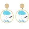 image:imageCute Acrylic Weather Dangle Earrings for Women Girls Round Resin Graffiti Rainny Cloud Statement Drop Stud Hypoallergenic Lightweight Lovely Birthday Party Y2K Jewelry Gift for Daughter Niece