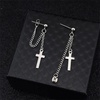 image:imageDtja Stainless Steel Cross Dangle Drop Earrings Tassel Chain Dangling for Women Men Punk Ball Cartilage Studs
