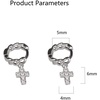 image:imageTiny Cross Cartilage Sterling Silver Hoop Earrings for Women Girls Cubic Zirconia Small Cute Chain Huggie Hoops Cuff Wrap Minimalist Faith Birthday Christmas Jewelry Gifts for Prayer 5mm Petite Ear