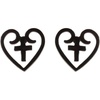 image:imageMinimalist Heart Cross Stud Earrings for Women Girls Stainless Steel Hypoallergenic Small Cute Button Studs Cartilage Tragus Post Fashion Punk Christmas Halloween Birthday Jewelry Gifts Black