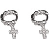 image:imageTiny Cross Cartilage Sterling Silver Hoop Earrings for Women Girls Cubic Zirconia Small Cute Chain Huggie Hoops Cuff Wrap Minimalist Faith Birthday Christmas Jewelry Gifts for Prayer 5mm Petite Ear