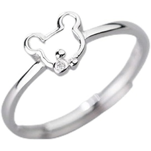 image:imageMouse 925 Sterling Silver Ring for Women Girls Cute CZ Mice Animal Expandable Open Finger Rings Adjustable Fashion Jewelry Christmas Birthday Dainty BFF Gift for Daughter Niece