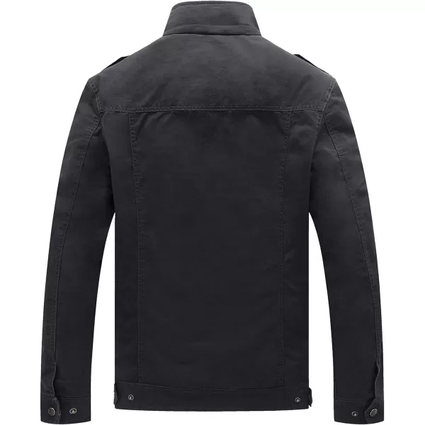 WenVen Mens Casual Canvas Cotton Jacket Warm Winter Coat Lightweight Military Utility JacketGrey