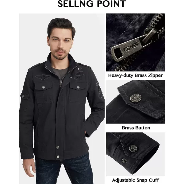 WenVen Mens Casual Canvas Cotton Jacket Warm Winter Coat Lightweight Military Utility JacketGrey