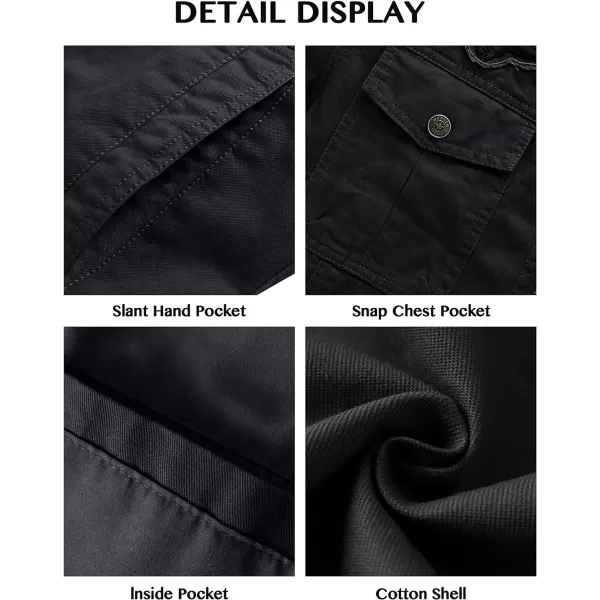 WenVen Mens Casual Canvas Cotton Jacket Warm Winter Coat Lightweight Military Utility JacketGrey
