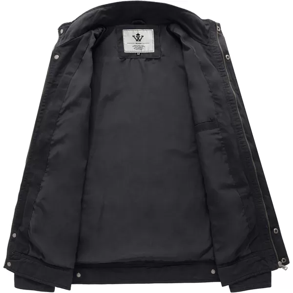 WenVen Mens Casual Canvas Cotton Jacket Warm Winter Coat Lightweight Military Utility JacketGrey