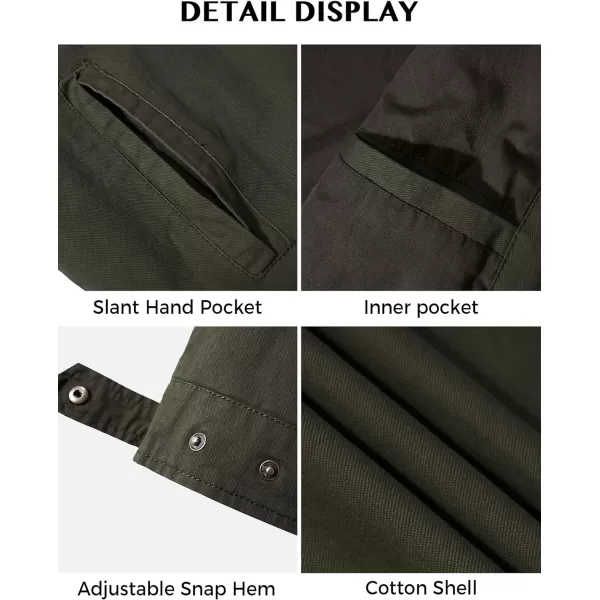 WenVen Mens Lightweight Military Cotton Jacket Casual Spring Lapel Work CoatArmy Green