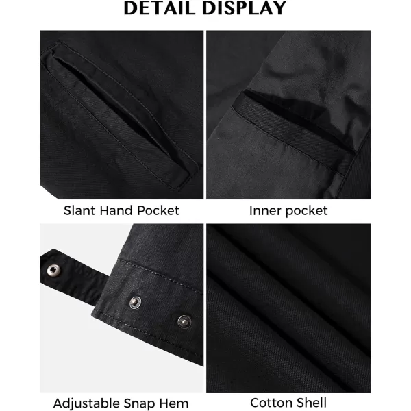 WenVen Mens Lightweight Military Cotton Jacket Casual Spring Lapel Work CoatBlack