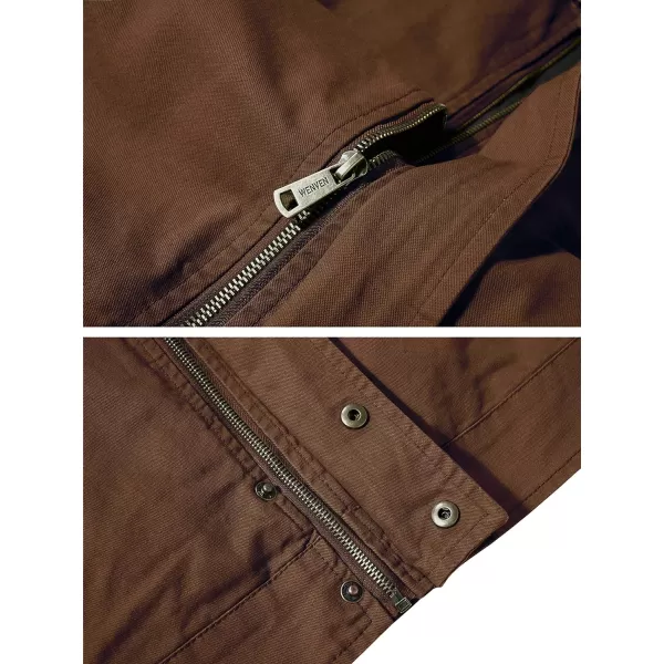 WenVen Mens Lightweight Military Cotton Jacket Casual Spring Lapel Work CoatCoffee