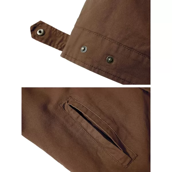 WenVen Mens Lightweight Military Cotton Jacket Casual Spring Lapel Work CoatCoffee