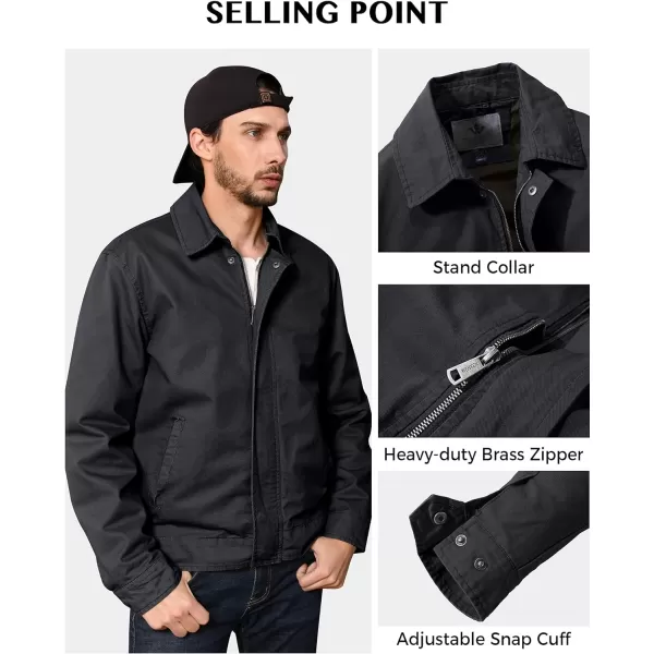 WenVen Mens Lightweight Military Cotton Jacket Casual Spring Lapel Work CoatGray