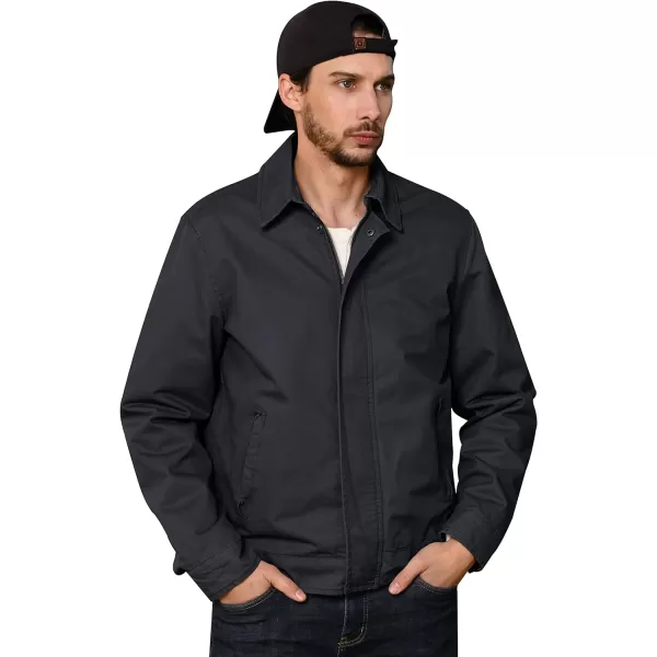 WenVen Mens Lightweight Military Cotton Jacket Casual Spring Lapel Work CoatGray