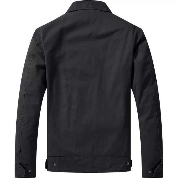 WenVen Mens Lightweight Military Cotton Jacket Casual Spring Lapel Work CoatGray