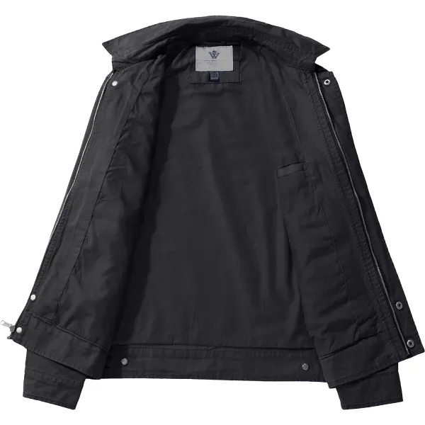 WenVen Mens Lightweight Military Cotton Jacket Casual Spring Lapel Work CoatGray