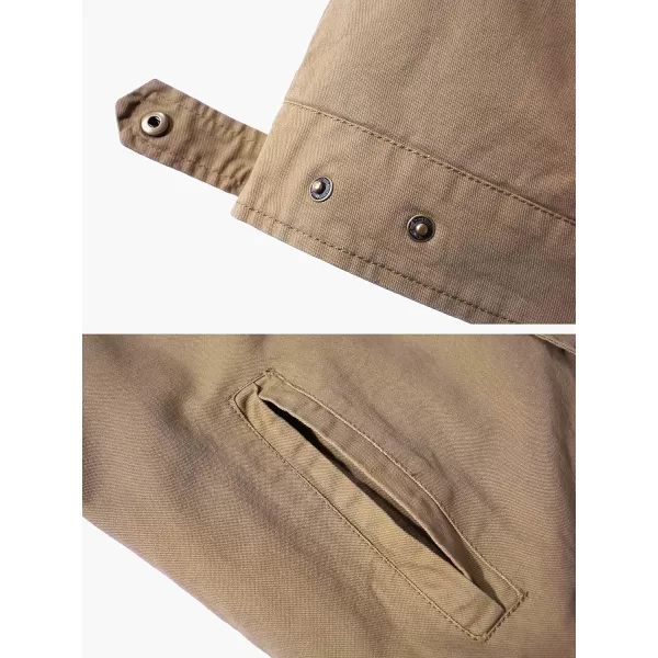 WenVen Mens Lightweight Military Cotton Jacket Casual Spring Lapel Work CoatKhaki