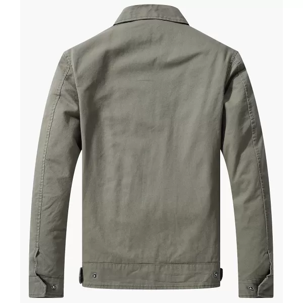 WenVen Mens Lightweight Military Cotton Jacket Casual Spring Lapel Work CoatOlive