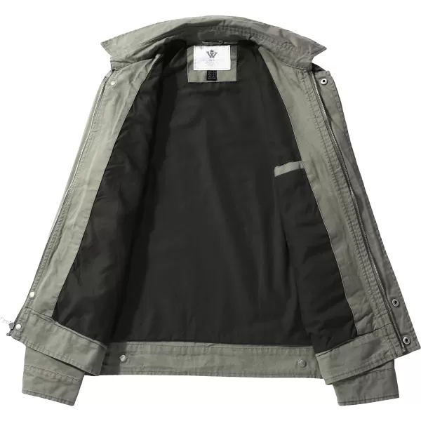 WenVen Mens Lightweight Military Cotton Jacket Casual Spring Lapel Work CoatOlive
