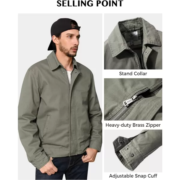 WenVen Mens Lightweight Military Cotton Jacket Casual Spring Lapel Work CoatOlive