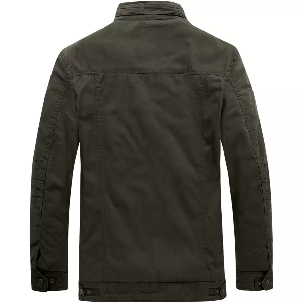 WenVen Mens Winter Casual Cotton Coat Thicken Fleece Lined Military JacketArmy Green