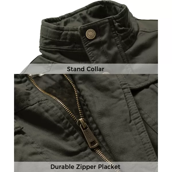 WenVen Mens Winter Casual Cotton Coat Thicken Fleece Lined Military JacketArmy Green