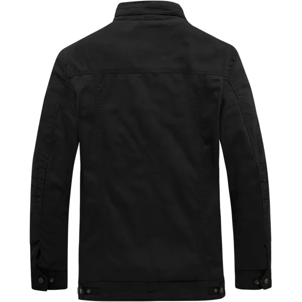 WenVen Mens Winter Casual Cotton Coat Thicken Fleece Lined Military JacketBlack