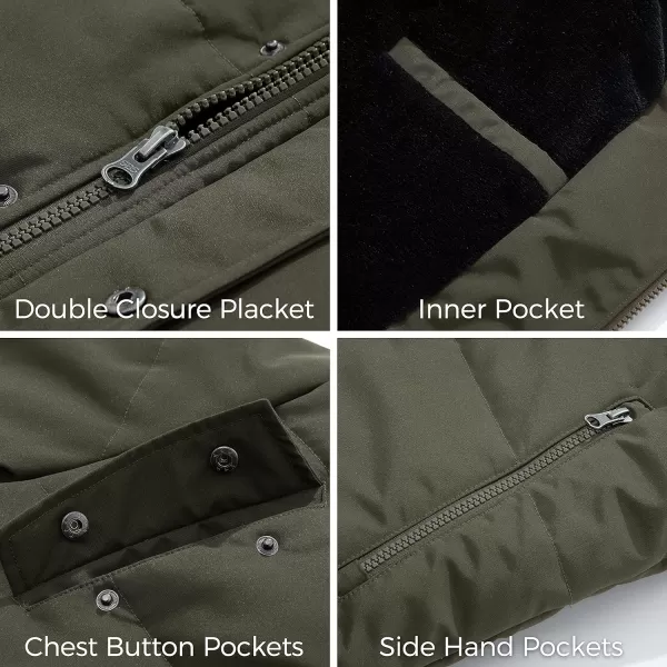 WenVen Mens Winter Puffer Coat Thicken Winter Warm Padded Jacket with HoodArmy Green