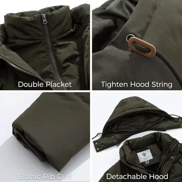 WenVen Mens Winter Puffer Coat Thicken Winter Warm Padded Jacket with HoodArmy Green