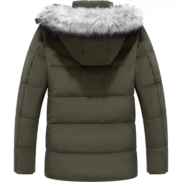 WenVen Mens Winter Puffer Coat Thicken Winter Warm Padded Jacket with HoodArmy Green