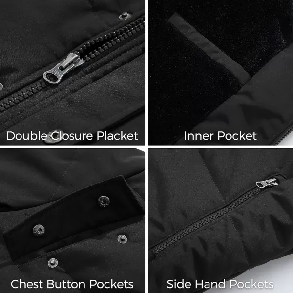 WenVen Mens Winter Puffer Coat Thicken Winter Warm Padded Jacket with HoodBlack