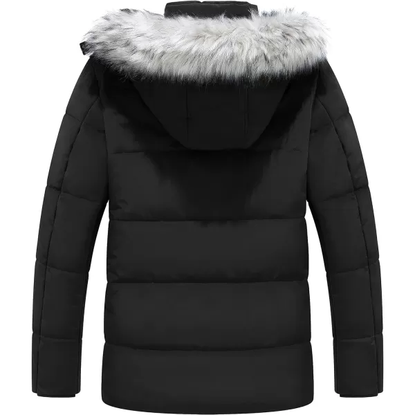 WenVen Mens Winter Puffer Coat Thicken Winter Warm Padded Jacket with HoodBlack