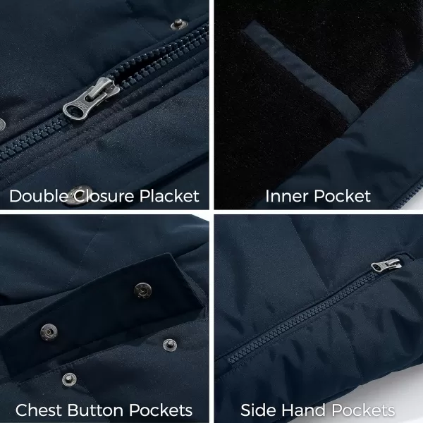 WenVen Mens Winter Puffer Coat Thicken Winter Warm Padded Jacket with HoodNavy