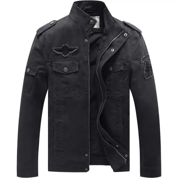 WenVen Mens Casual Canvas Cotton Jacket Warm Winter Coat Lightweight Military Utility JacketGrey
