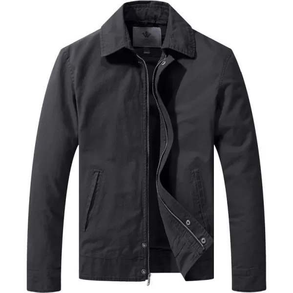 WenVen Mens Lightweight Military Cotton Jacket Casual Spring Lapel Work CoatGray