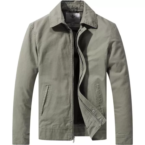 WenVen Mens Lightweight Military Cotton Jacket Casual Spring Lapel Work CoatOlive