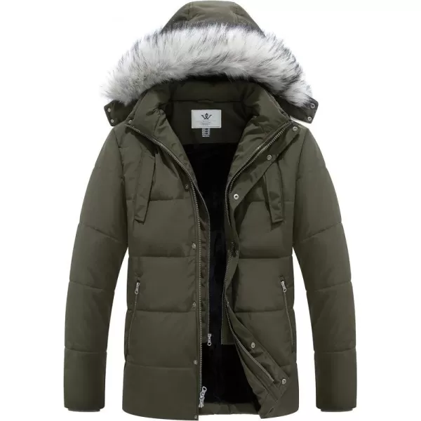 WenVen Mens Winter Puffer Coat Thicken Winter Warm Padded Jacket with HoodArmy Green