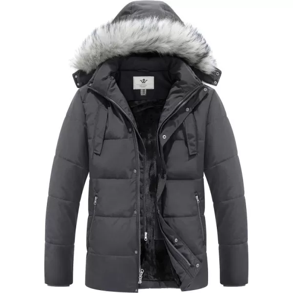 WenVen Mens Winter Puffer Coat Thicken Winter Warm Padded Jacket with HoodGrey