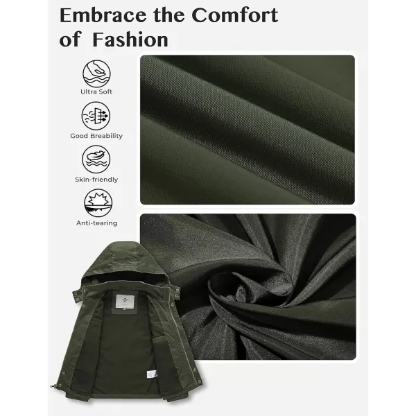 WenVen Boys Lightweight Casual Cotton Military Jacket Outerwear with HoodGreen