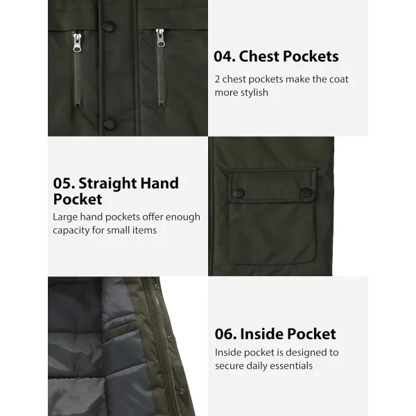 WenVen Boys Winter Coat Thickened Quilted Down Waterproof Jacket Hooded Parker Coat with Detachable Fur CoverArmy Green