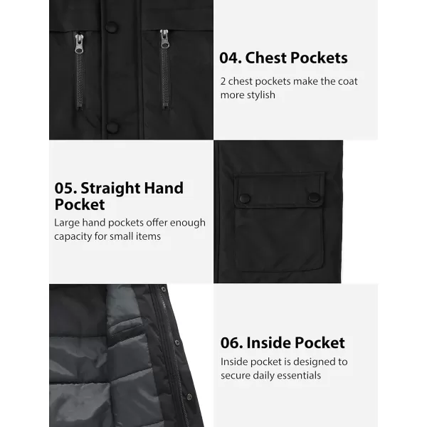WenVen Boys Winter Coat Thickened Quilted Down Waterproof Jacket Hooded Parker Coat with Detachable Fur CoverBlack