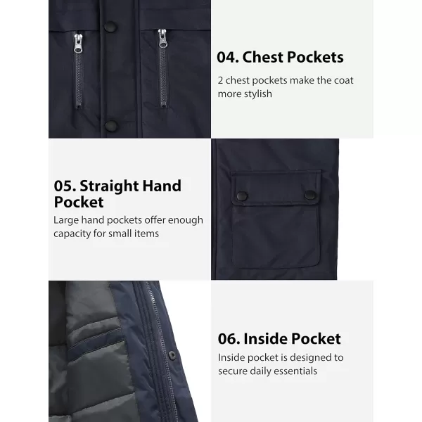 WenVen Boys Winter Coat Thickened Quilted Down Waterproof Jacket Hooded Parker Coat with Detachable Fur CoverNavy