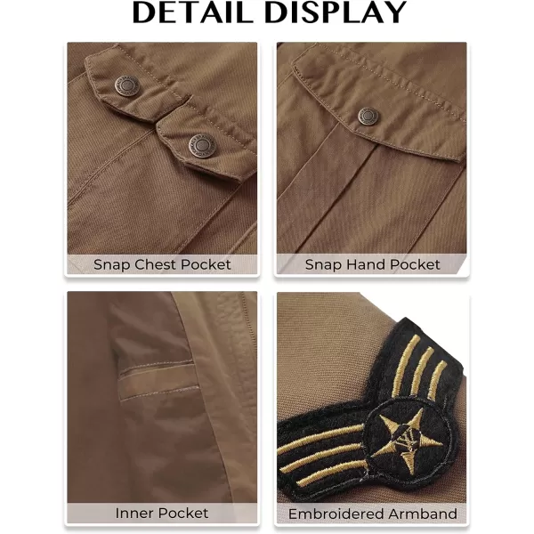 WenVen Mens Casual Canvas Cotton Jacket Hooded Military Utility JacketCamel